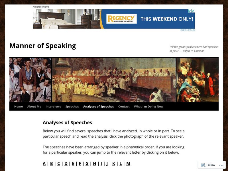 Manner of Speaking: Analyses of Speeches Website Manner of Speaking: Analyses of Speeches Website