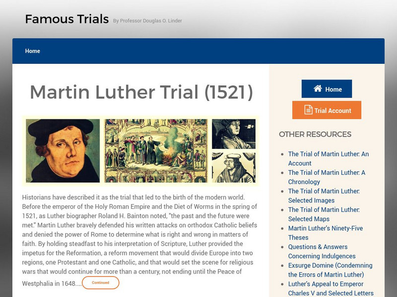 Famous Trials: The Trial of Martin Luther Website Famous Trials: The Trial of Martin Luther Website