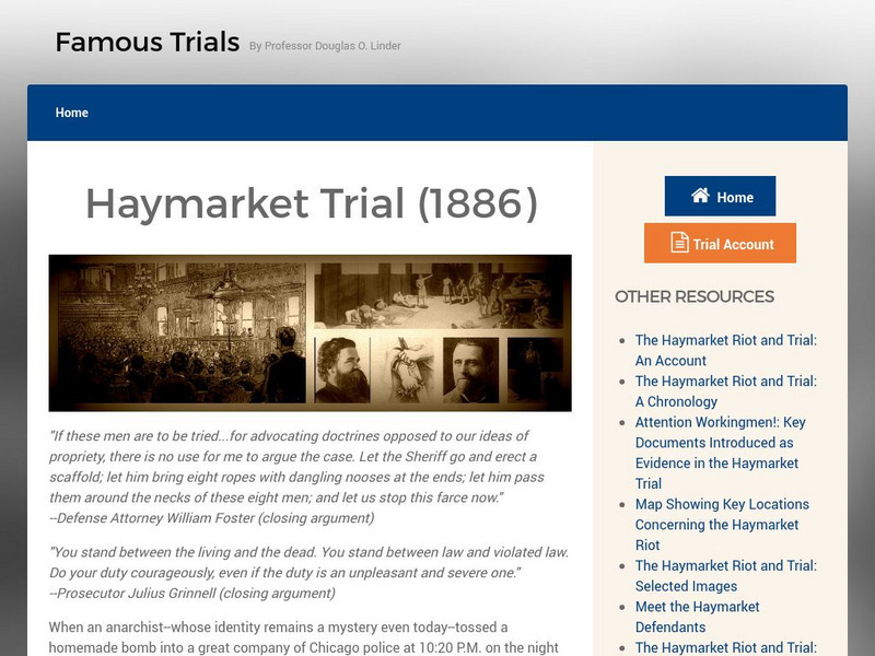 Famous Trials: The Haymarket Trial Website Famous Trials: The Haymarket Trial Website