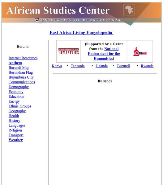 African Studies Center: East Africa Living Encyclopedia: Burundi Handout African Studies Center: East Africa Living Encyclopedia: Burundi Handout