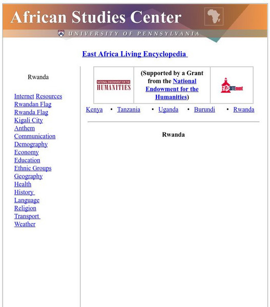 African Studies Center: East Africa Living Encyclopedia: Rwanda Handout African Studies Center: East Africa Living Encyclopedia: Rwanda Handout
