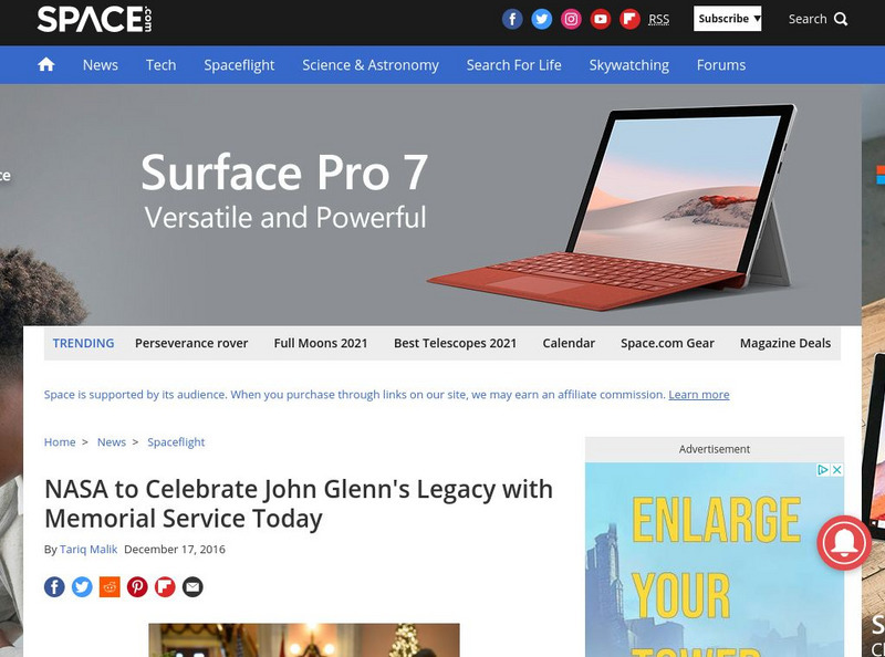 Space: Nasa to Celebrate John Glenn's Legacy With Memorial Service Today Article