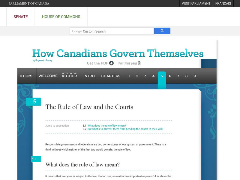 Parliament of Canada: The Rule of Law and the Courts Handout Parliament of Canada: The Rule of Law and the Courts Handout