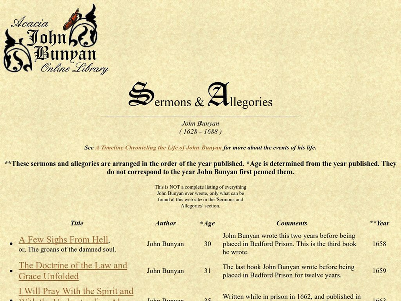 Acacia: John Bunyan: Sermons and Allegories eBook Acacia: John Bunyan: Sermons and Allegories eBook