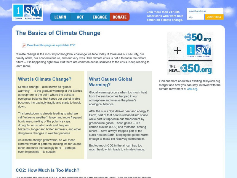 1 Sky: The Basics of Climate Change Website 1 Sky: The Basics of Climate Change Website