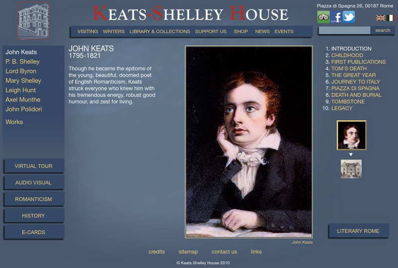 The Keats Shelley House: John Keats 1795 1821 Website The Keats Shelley House: John Keats 1795 1821 Website