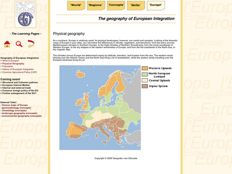 The Learning Pages: Geography of European Integration Graphic The Learning Pages: Geography of European Integration Graphic