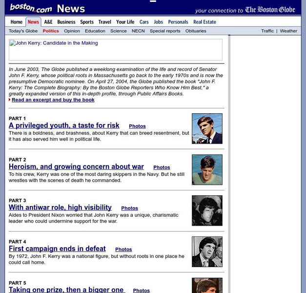 Boston Globe: John F. Kerry Candidate in the Making Website Boston Globe: John F. Kerry Candidate in the Making Website