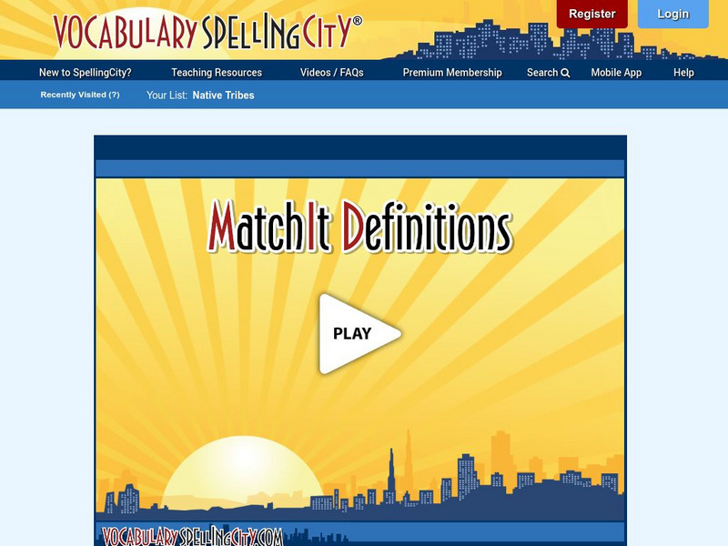 Vocabulary Spelling City: Match It Interactive Vocabulary Spelling City: Match It Interactive