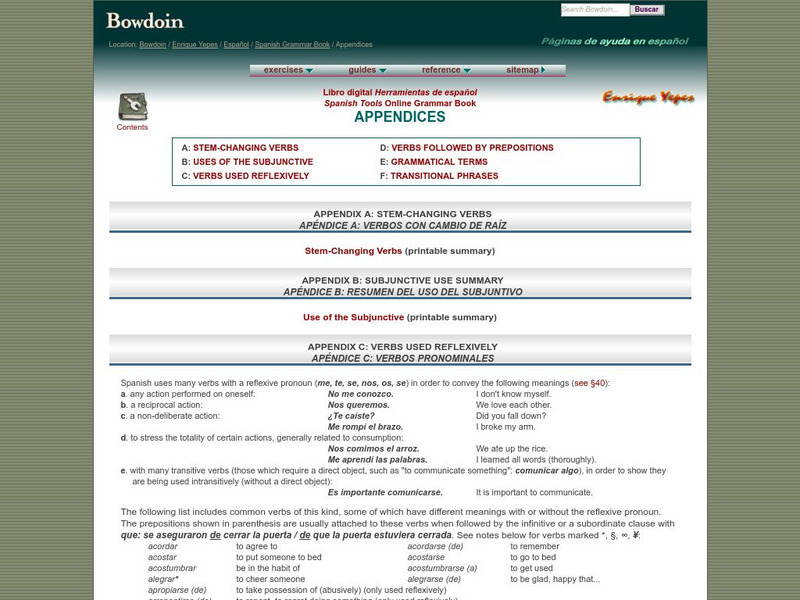 Bowdoin: Spanish Grammar Terms Handout