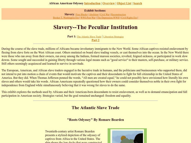 Loc: Slavery the Peculiar Institution Website Loc: Slavery the Peculiar Institution Website