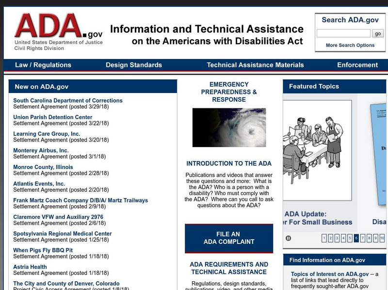 Us Department of Justice: Americans With Disabilities Act Website