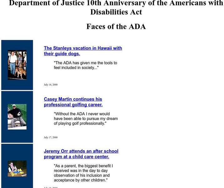 Us Department of Justice: Faces of the Ada Website
