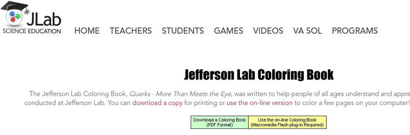 Jefferson Lab: Coloring Book: Quarks More Than Meets the Eye Activity Jefferson Lab: Coloring Book: Quarks More Than Meets the Eye Activity