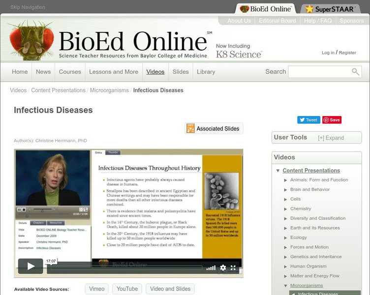Bio Ed Online: Infectious Diseases Instructional Video