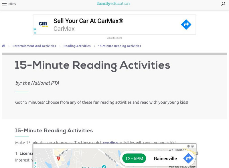 Family Education: Fifteen Minute Reading Activities Article Family Education: Fifteen Minute Reading Activities Article