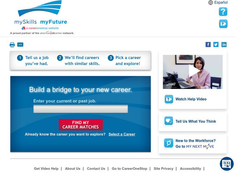 Career One Stop: My Skills My Future Website