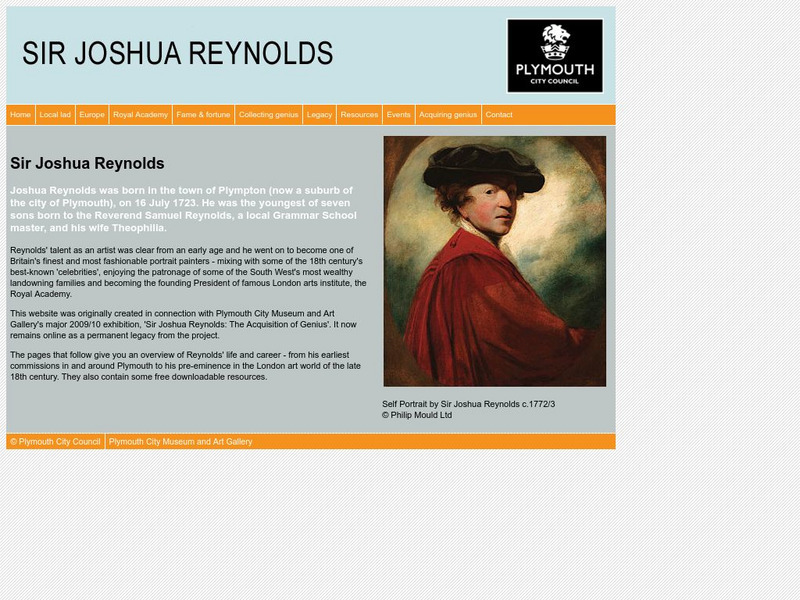 City of Plymouth: Sir Joshua Reynolds: The Acquisition of Genius Handout City of Plymouth: Sir Joshua Reynolds: The Acquisition of Genius Handout