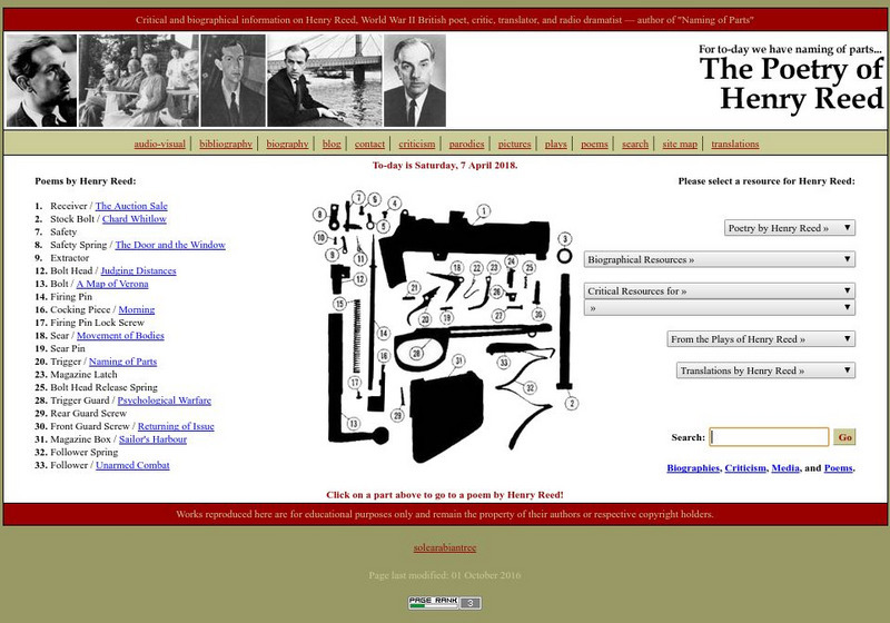 Sole Arabian Tree: The Poetry of Henry Reed Website Sole Arabian Tree: The Poetry of Henry Reed Website