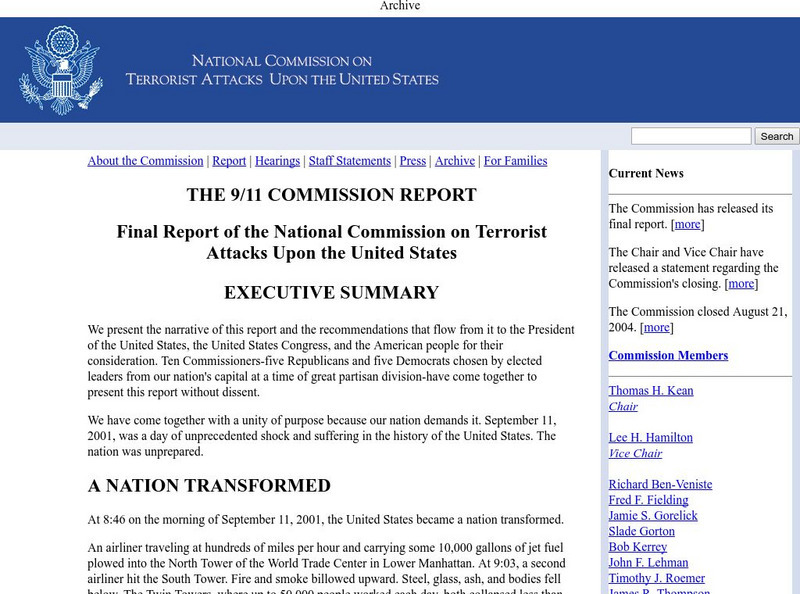 National Commission on Terrorist Attacks Upon the Us: The 9/11 Commission Report Primary National Commission on Terrorist Attacks Upon the Us: The 9/11 Commission Report Primary