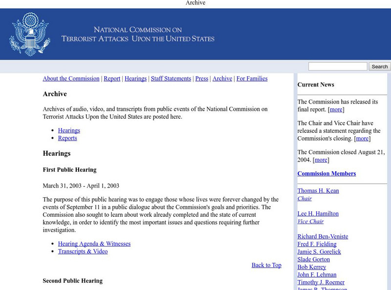 National Commission on Terrorist Attacks Upon the United States Website National Commission on Terrorist Attacks Upon the United States Website
