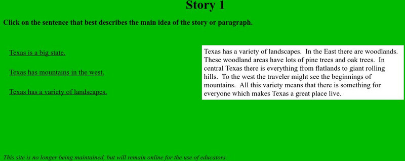 University of Houston: Atlantis: Main Idea Story 1 Unknown Type