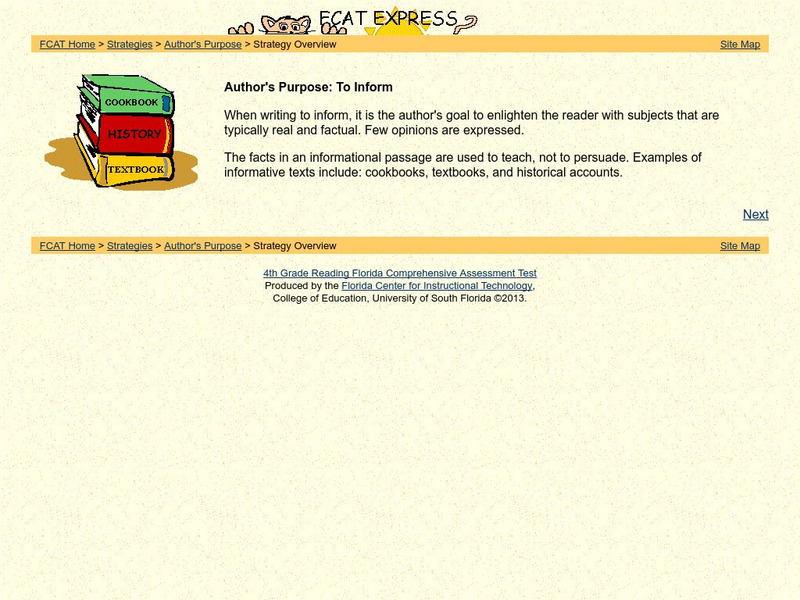 Fcat Express: Author's Purpose Unit Plan Fcat Express: Author's Purpose Unit Plan
