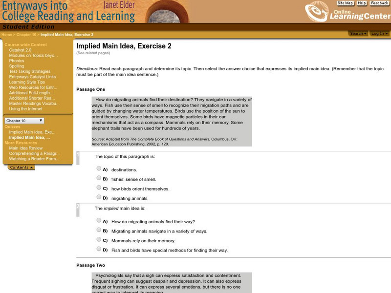 Mc Graw Hill Global Education: Implied Main Idea, Exercise 2 Unknown Type Mc Graw Hill Global Education: Implied Main Idea, Exercise 2 Unknown Type