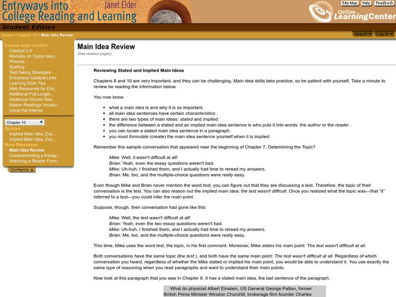 Mc Graw Hill: Main Idea Review Handout Mc Graw Hill: Main Idea Review Handout