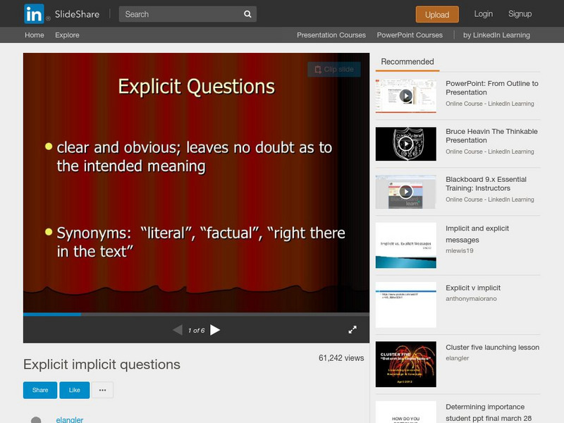 Slide Share: Explicit and Implicit Questions PPT