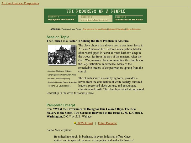 Loc: The Church as a Factor in Solving the Race Problem Website