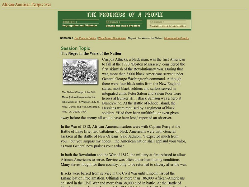 Loc: The Negro in the Wars of the Nation Website Loc: The Negro in the Wars of the Nation Website