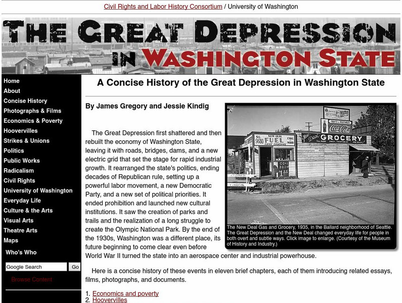 University of Washington: The Great Depression in Washington State Website University of Washington: The Great Depression in Washington State Website