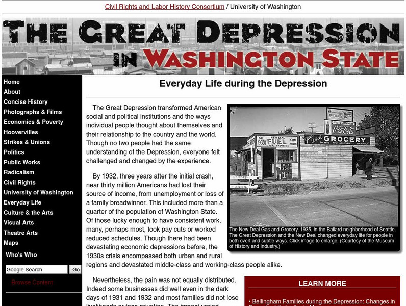 University of Washington: Everday Life During the Depression Website University of Washington: Everday Life During the Depression Website