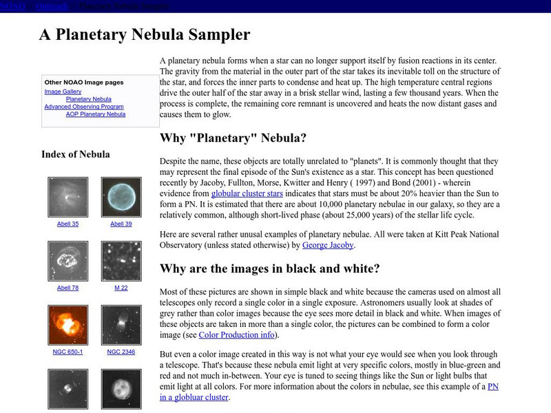 National Optical Astronomy Observatory: A Planetary Nebula Sampler Website National Optical Astronomy Observatory: A Planetary Nebula Sampler Website