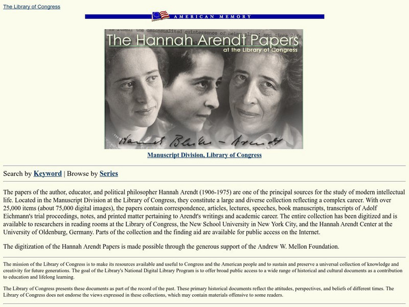 Loc: The Hannah Arendt Papers Website