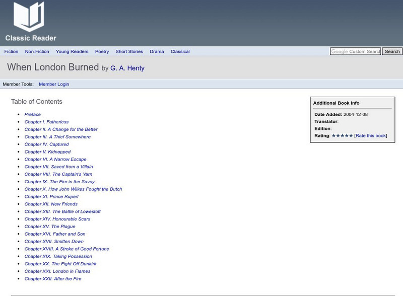 Classic Reader: When London Burned by g.a. Henty eBook Classic Reader: When London Burned by g.a. Henty eBook