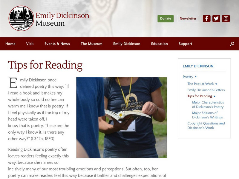 Tips for Reading Dickinson's Poetry Article Tips for Reading Dickinson's Poetry Article
