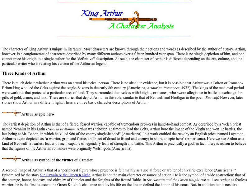 Pace University: King Arthur: A Character Analysis Article Pace University: King Arthur: A Character Analysis Article