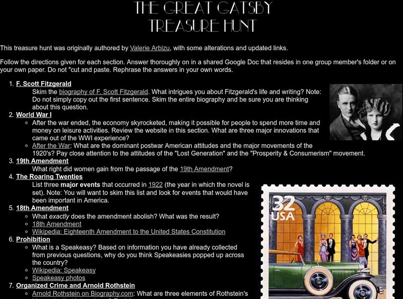 Huff English: The Great Gatsby Treasure Hunt Unit Plan Huff English: The Great Gatsby Treasure Hunt Unit Plan