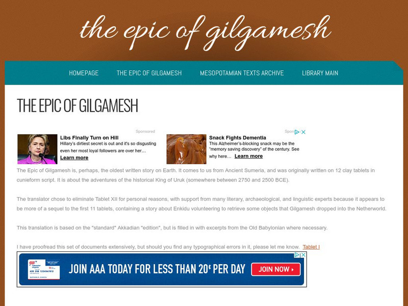 Academy of Ancient Texts: The Epic of Gilgamesh Primary Academy of Ancient Texts: The Epic of Gilgamesh Primary
