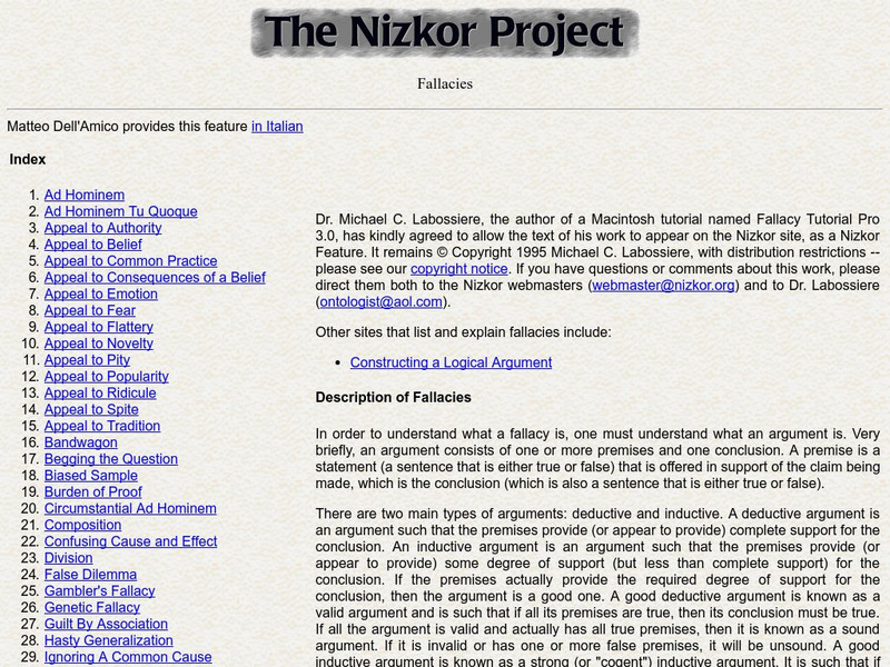 The Nizkor Project: Fallacies Article The Nizkor Project: Fallacies Article