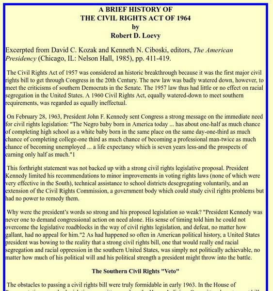 Colorado College: A Brief History of the Civil Rights Act of 1964 Website Colorado College: A Brief History of the Civil Rights Act of 1964 Website