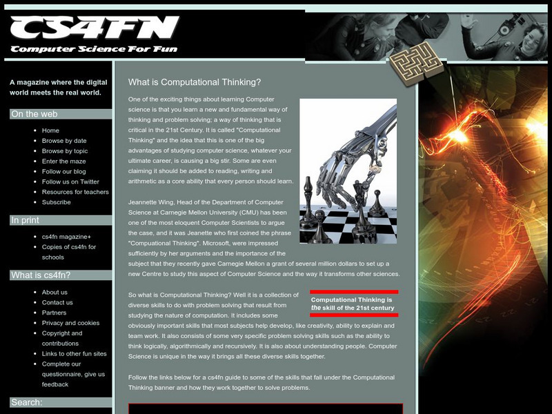 Computer Science for Fun: What Is Computational Thinking? Article Computer Science for Fun: What Is Computational Thinking? Article