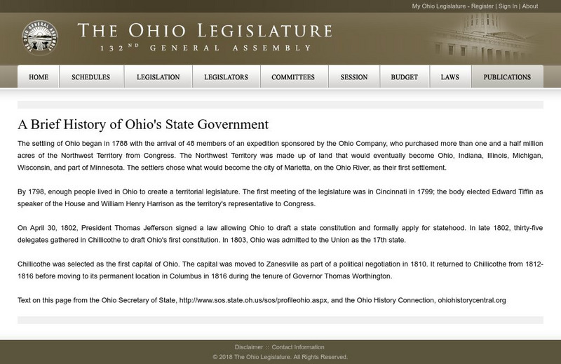 Ohio General Assembly: History of Ohio's Government Website Ohio General Assembly: History of Ohio's Government Website