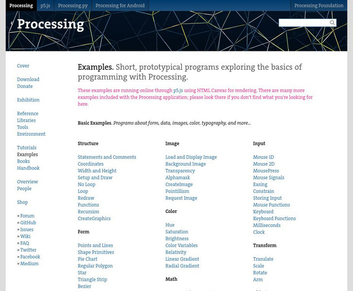 Processing.org: Examples Website Processing.org: Examples Website