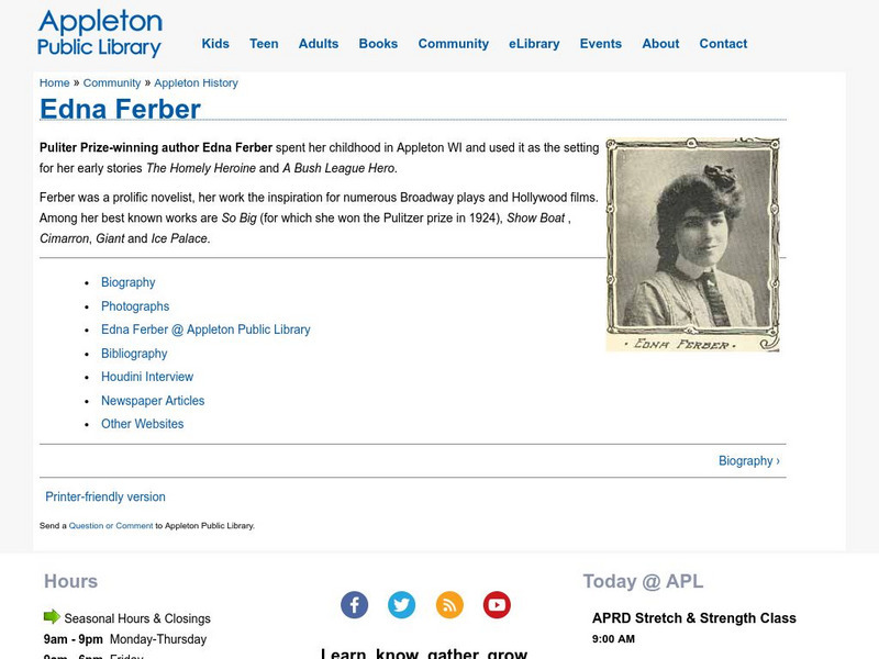 Appleton Public Library: Edna Ferber Activity