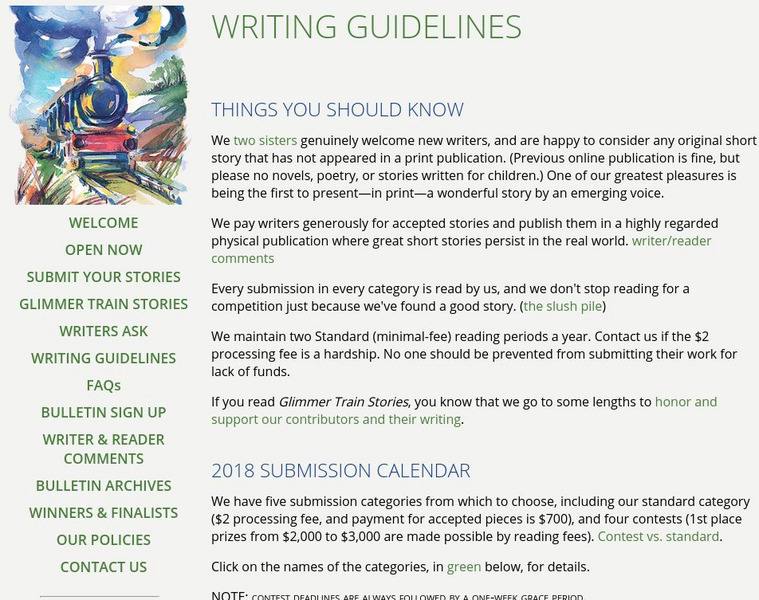 Glimmer Train Press: Writing Guidelines Activity Glimmer Train Press: Writing Guidelines Activity