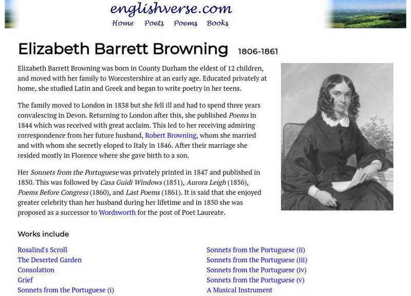 English Verse: Elizabeth Barrett Browning (1806 1861) Website English Verse: Elizabeth Barrett Browning (1806 1861) Website