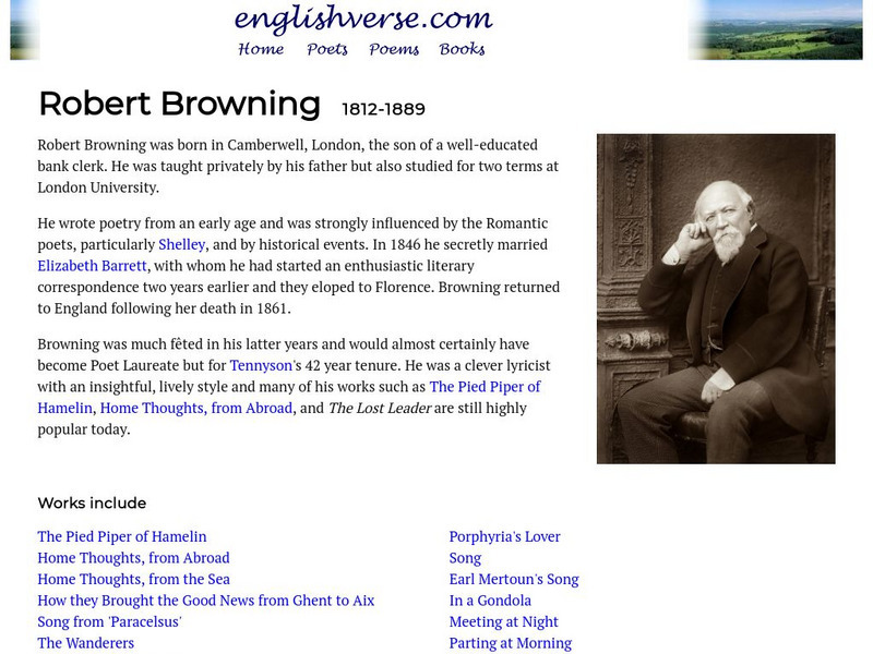 English Verse: Robert Browning (1812 1889) Website English Verse: Robert Browning (1812 1889) Website